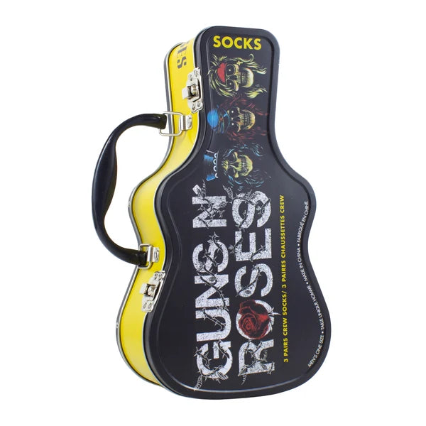 GUNS ’N ROSES GUITAR TIN SOCK BOX, 3 PAIR